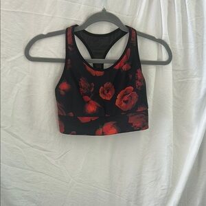 Victoria Secret Floral Black Red Floral Sports Bra Racerback